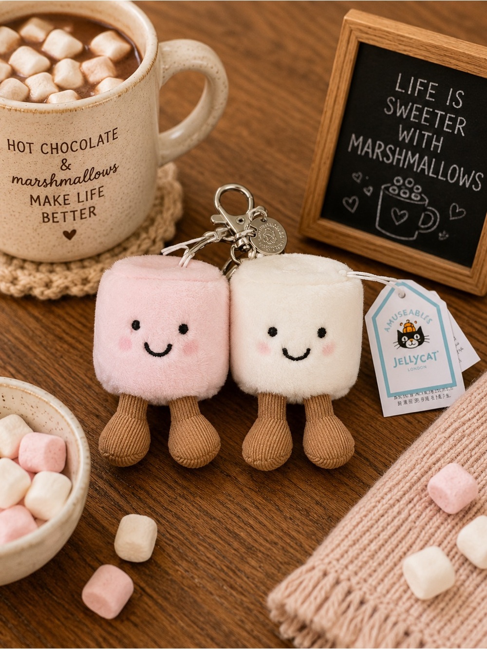 Jellycat Amuseable Marshmallows bag charm keychain